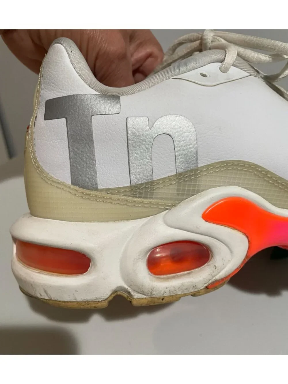 Nike Air Max Plus Tn Running Shoes White/Orange US 10 Mens Sneakers AQ1088-100